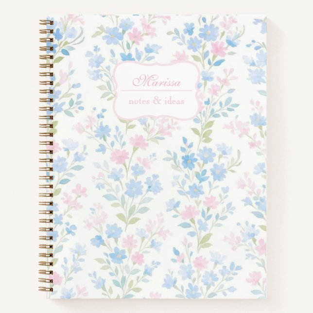Grandmillennial Floral Personalized  Notebook (Front)