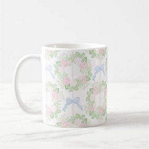 Grandmillennial Floral Wreaths Gingham Bows Mug