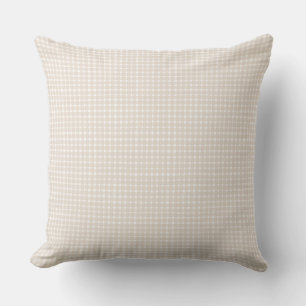 Grandmillennial Gingham - Cottagecore Beige Plaid Throw Pillow