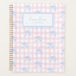 Grandmillennial Gingham with Bows Planner<br><div class="desc">Customizable grandmillennial watercolor gingham with watercolor bows,  this planner with a scalloped frame and editable text is perfect! Easily edit the text to make it your own!</div>