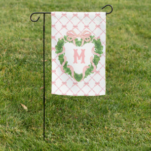 Grandmillennial Heart Wreath Monogram  Garden Flag