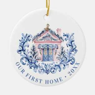 Grandmillennial Holiday First Home Ceramic Ornament