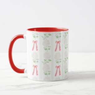 Grandmillennial Hydrangea & Bows Red Mug