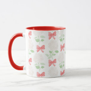 Grandmillennial Hydrangea & Bows Red Mug