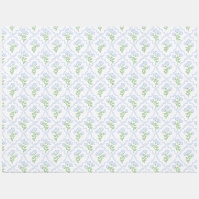 Grandmillennial Hydrangea Preppy Trellis Rug (Front)