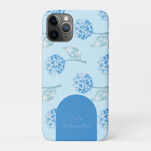 Grandmillennial Painterly Hydrangea Customizable Case-Mate iPhone Case (Back)