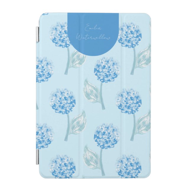 Grandmillennial Painterly Hydrangea Customizable iPad Mini Cover (Front)