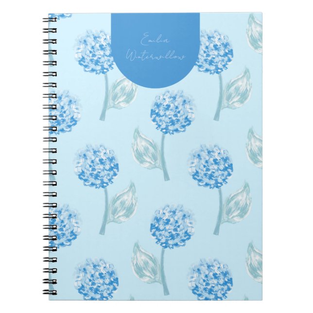 Grandmillennial Painterly Hydrangea Customizable Notebook (Front)