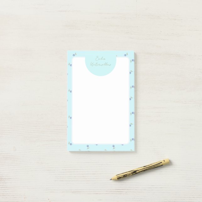 Grandmillennial Painterly Hydrangea Customizable Post-it Notes (On Desk)