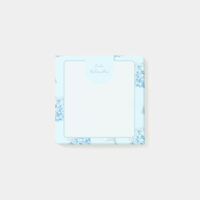 Grandmillennial Painterly Hydrangea Customizable Post-it Notes (Front)