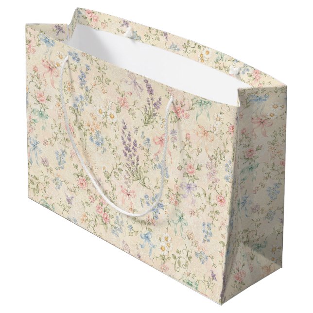 Grandmillennial Pastel Floral Gift Bag Large (Back Angled)