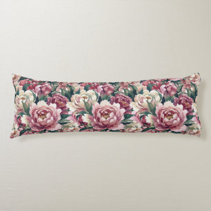 Grandmillennial Peonies Dusty Mauve Body Pillow