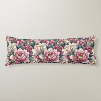 Grandmillennial Peonies | Dusty Mauve Body Pillow