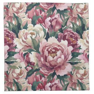 Grandmillennial Peonies Dusty Mauve Cloth Napkin