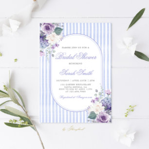 Grandmillennial Periwinkle Floral Bridal Shower Invitation