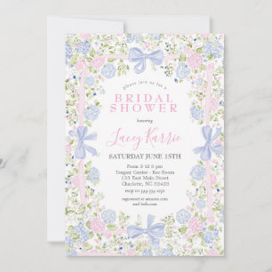 Grandmillennial Pink and Blue bridal shower invite