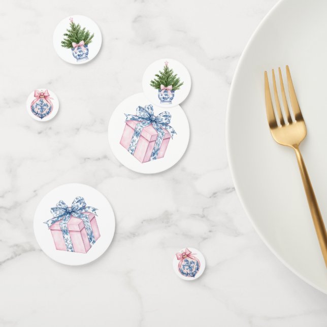 Grandmillennial Pink and Blue Damask Confetti (Group)