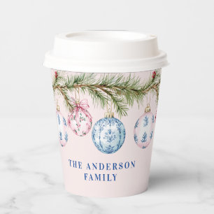 Grandmillennial Pink and Blue Ornaments Paper cup
