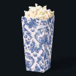 Grandmillennial Pink & Blue Damask  Favor Boxes<br><div class="desc">This party popcorn box design has a preppy grandmillennial design featuring a navy blue damask pattern on a blush pink background.</div>