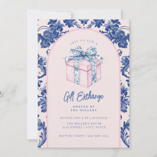 Grandmillennial Pink & Blue Damask Gift Invitation