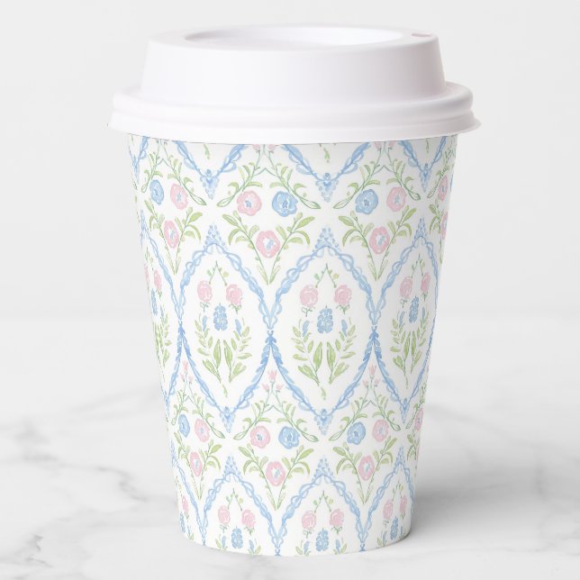 Grandmillennial Pink Bow Coquette Sweet 16 Paper Cups (Front)
