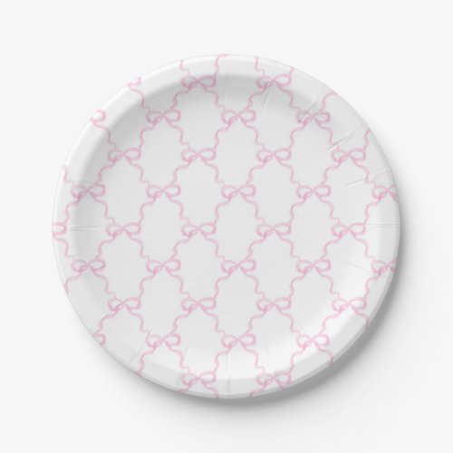 Grandmillennial Pink Bows Paper Plate
