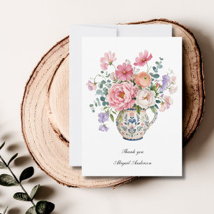 Grandmillennial Pink Peony Cottage Garden Florals Note Card