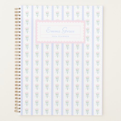 Grandmillennial Preppy Floral Watercolor Planner