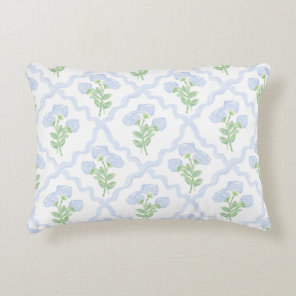 Grandmillennial Preppy Hydrangeas Trellis Accent Pillow
