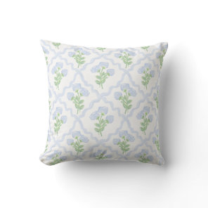 Grandmillennial Preppy Hydrangeas Trellis Throw Pillow
