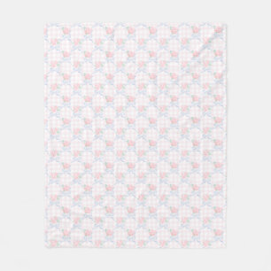 Grandmillennial Preppy Pink Bows Flowers Fleece Blanket