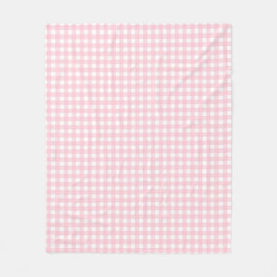 Grandmillennial Preppy Pink Plaid Gingham Fleece Blanket