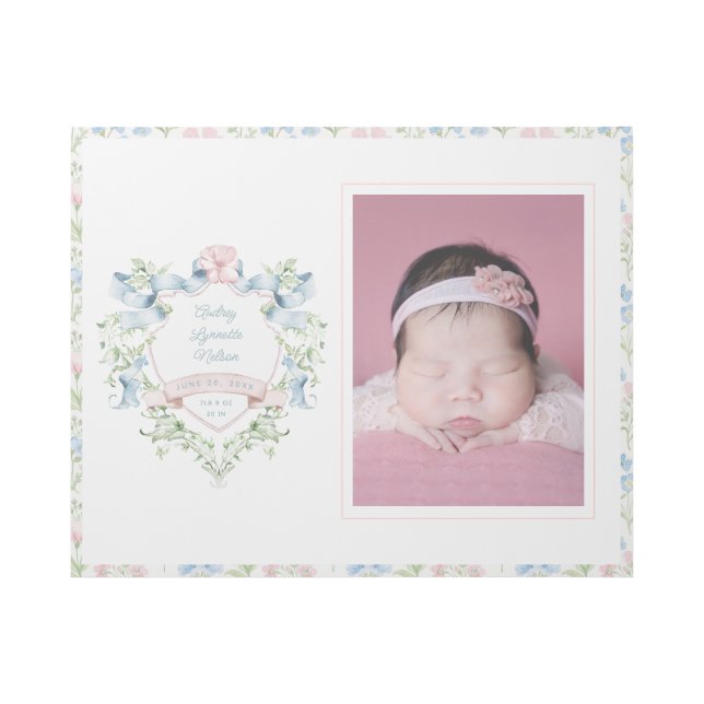  Grandmillennial Ribbon Crest Baby Wall Art (Front)