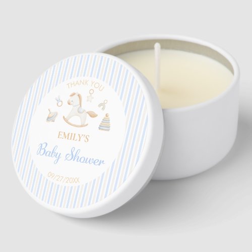Grandmillennial Rocking Horse Baby Boy Shower  Mini Candle Favors