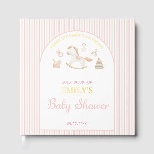 Grandmillennial Rocking Horse Girl Baby Shower Foil Guest Book