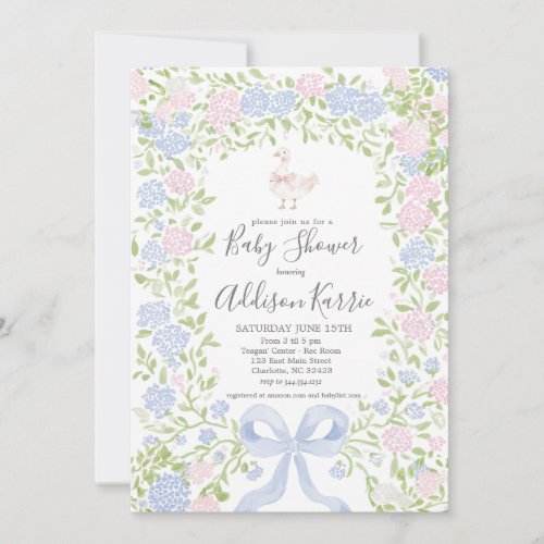 Grandmillennial silly goose baby shower invitation