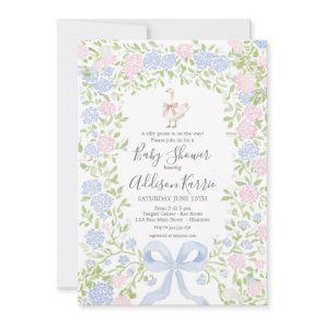 Grandmillennial Silly Goose baby shower invite