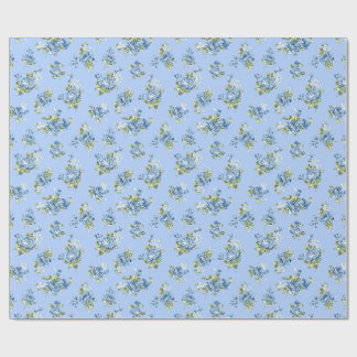 Grandmillennial Soft Blue Vintage Floral Wrapping  Paper