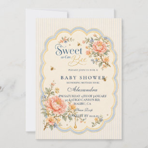 Grandmillennial Sweet Bee Baby Shower Invitation