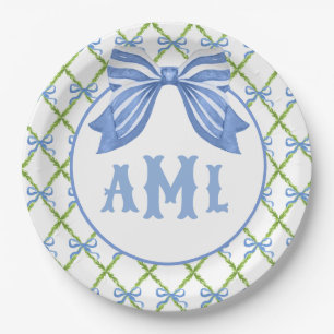 Grandmillennial Topiary Monogram Paper Plates