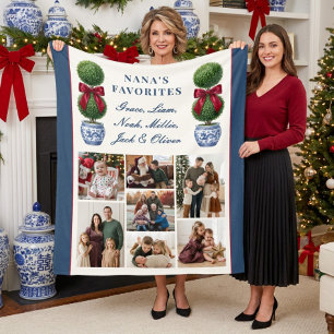 Grandmillennial Topiary Nanas Favorites Photo Fleece Blanket