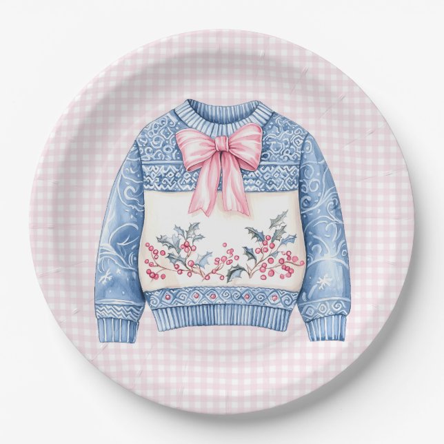 Grandmillennial | Ugly Christmas Sweater Paper Plates (Front)