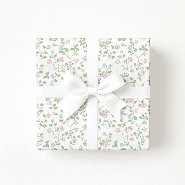 Grandmillennial  Vintage Pastel Floral Wrapping  Paper (Creator Uploaded)
