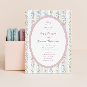 Grandmillennial Vintage Style Floral Baby Shower Announcement