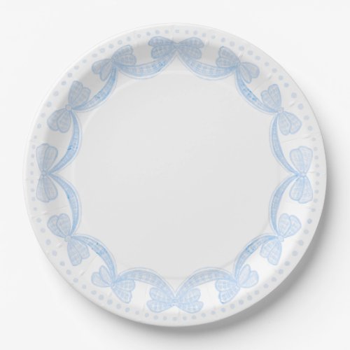 Grandmillennial Watercolor Bows Paper Plates