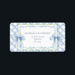 Grandmillennial Watercolor Bows Return Address Label<br><div class="desc">Add a charming finishing touch to your envelopes with this grandmillennial-style return address label. Featuring watercolor blue bows, a vintage trellis pattern, and a floral border, this elegant label is perfect for baby showers, weddings, holiday cards, or everyday correspondence. Personalize it with your name and address for a timeless, polished...</div>