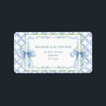 Grandmillennial Watercolor Bows Return Address Label<br><div class="desc">Add a charming finishing touch to your envelopes with this grandmillennial-style return address label. Featuring watercolor blue bows, a vintage trellis pattern, and a floral border, this elegant label is perfect for baby showers, weddings, holiday cards, or everyday correspondence. Personalize it with your name and address for a timeless, polished...</div>