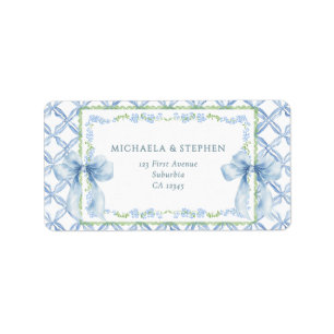 Grandmillennial Watercolor Bows Return Address Label