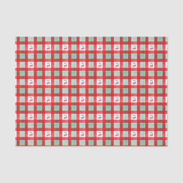 Grandmillennial Watercolor Cherries Tissue Paper (Front)