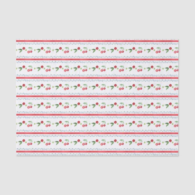 Grandmillennial Watercolor Cherries Tissue Paper (Front)
